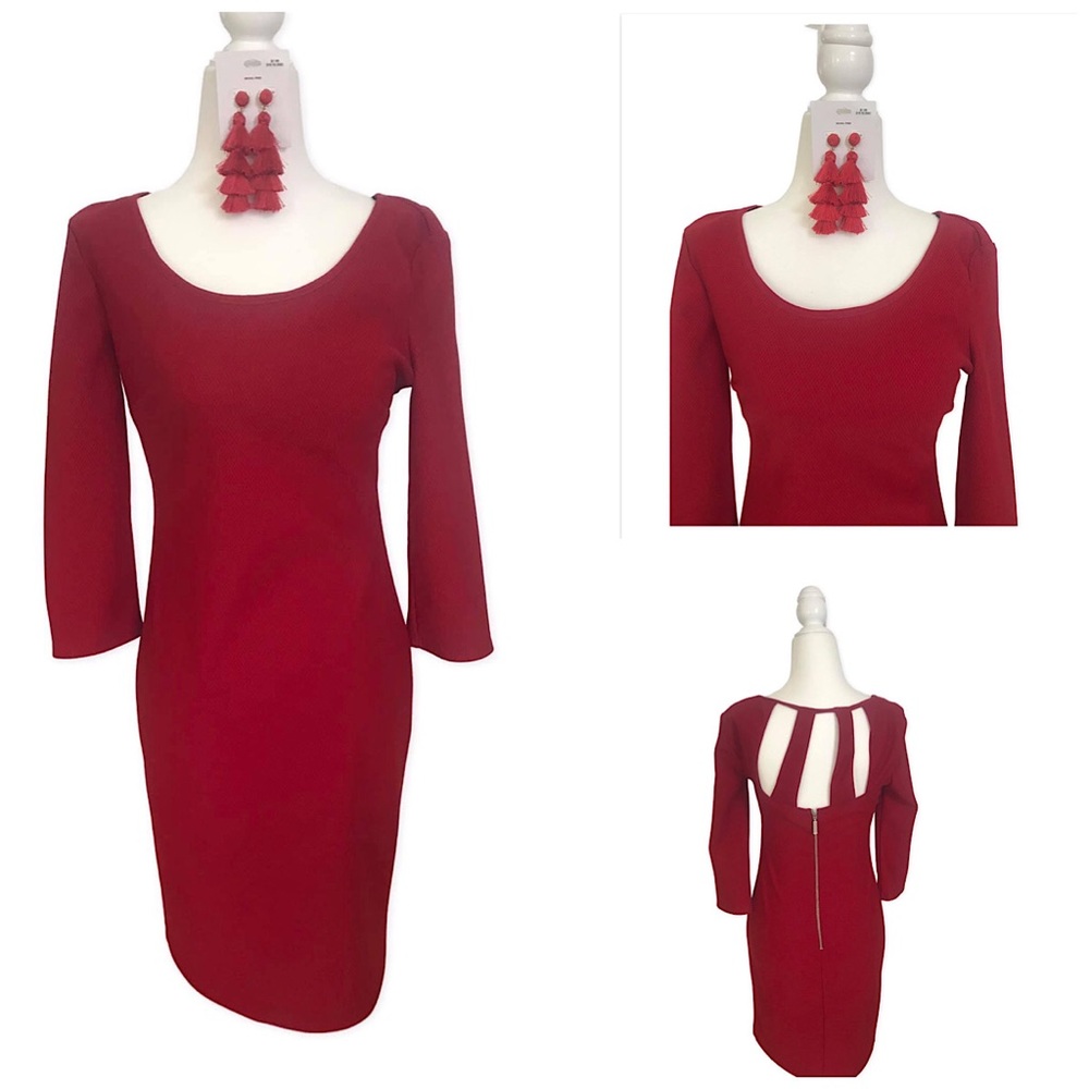 Bisou Bisou Red Cocktail Dress, Earrings Included